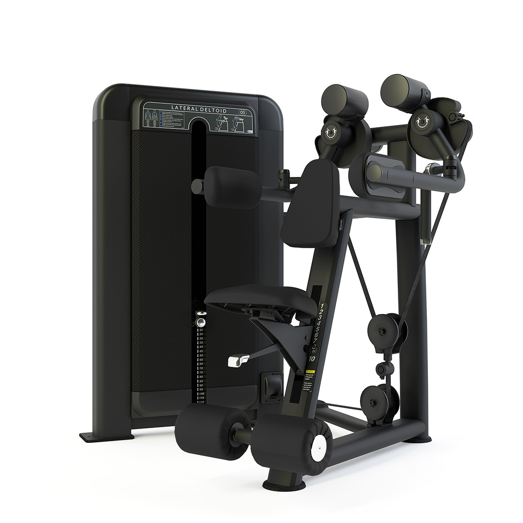 [PLS-STR-MACH-023] Pulse Premium Lateral Deltoid (Independent Arm)1x100kg Weight Stack Tower with 10.1" Touchscreen Console in Sand Black with Ca