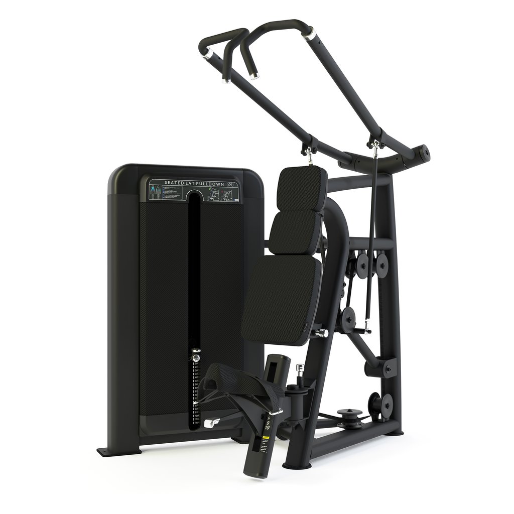 [PLS-STR-MACH-047] Pulse Premium Seated Lat. Pulldown (Converging Axis)1x100kg Weight Stack Tower with 10.1" Touchscreen Console in Sand Black wi [PLS-STR-MACH-047]