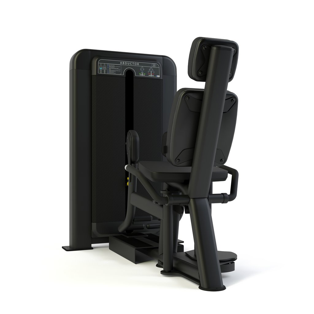 [PLS-STR-MACH-082] Pulse Club Line Inclsuive Abductor (Independent Leg) IFI 1x100kg Weight Stack Tower in Sand Black with Carbon Fibre Upholstery