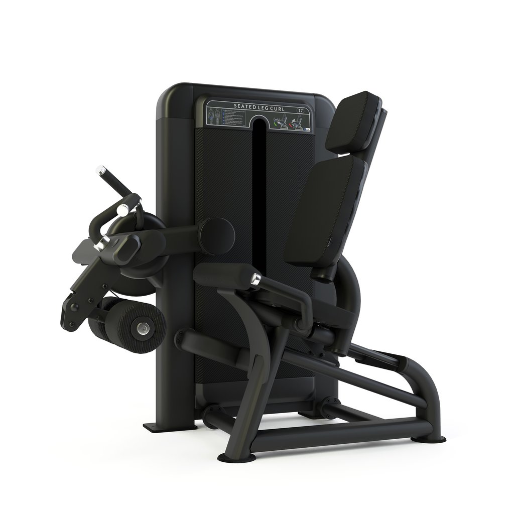 [PLS-STR-LGCRL-001] Pulse Club Line Seated Leg Curl 1x100kg Weight Stack Tower in Sand Black with Black Upholstery