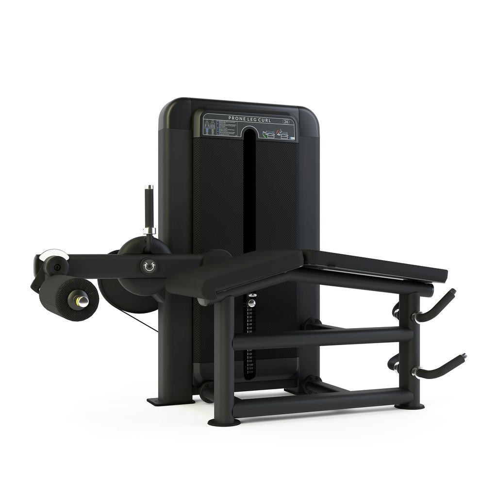 [PLS-STR-LGCRL-018] Pulse Premium (Prone) Leg Curl1x100kg Weight Stack Tower with 10.1" (Cirrus V4) Touchscreen Console in Sand Black with Carbon