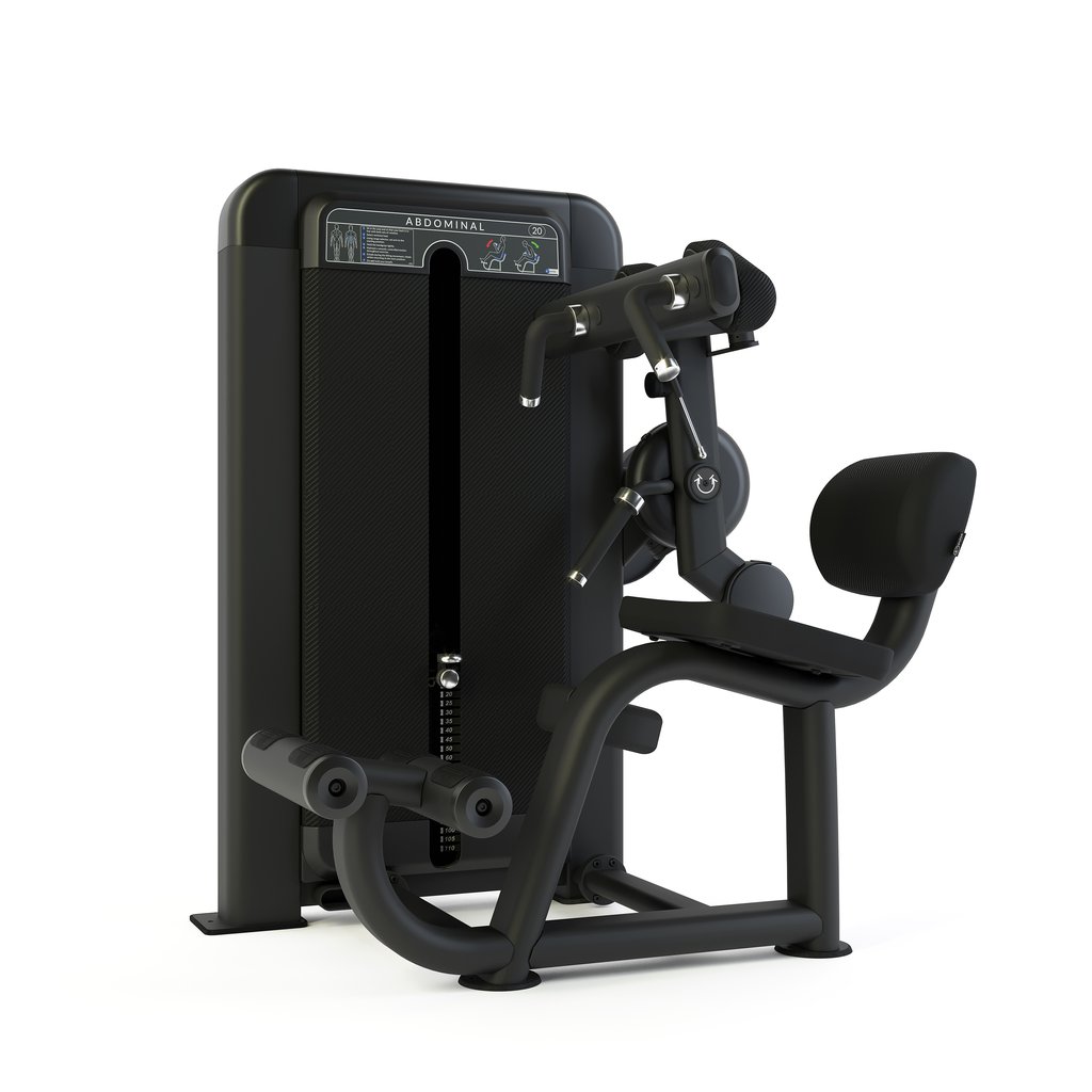 [PLS-STR-MACH-104] Pulse Club Line Abdominal1x100kg Weight Stack Tower in Sand Black with Black Upholstery