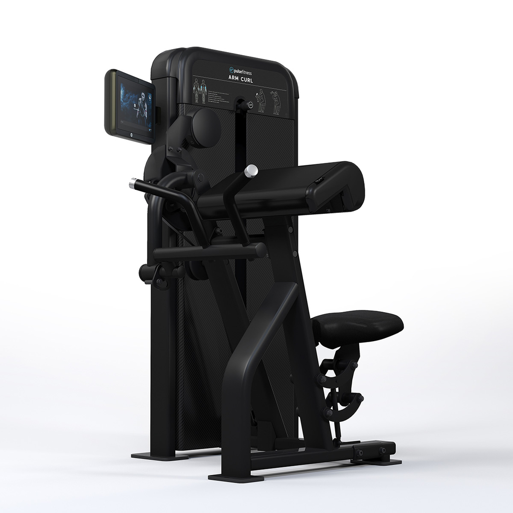 [PLS-STR-MACH-189] Pulse Classic (Preacher) Arm Curl (Dependent Arm) 1x100kg Weight Stack Tower in Sand Black with Black Upholstery