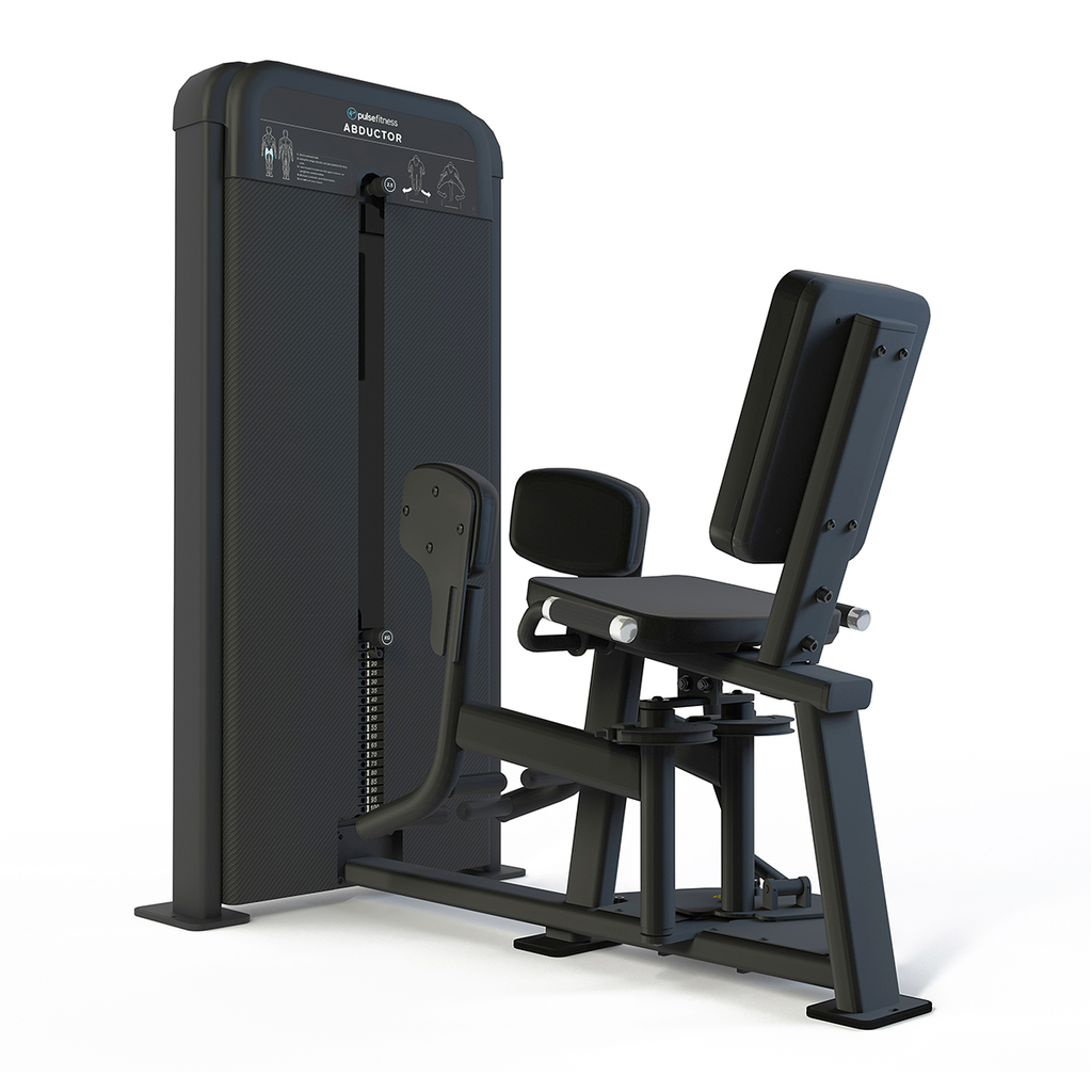 [PLS-STR-MACH-211] Pulse Premium Abductor (Independent Leg) 1x100kg Weight Stack Tower with 10.1" (Cirrus v4) Touchscreen Console in Sand Black w
