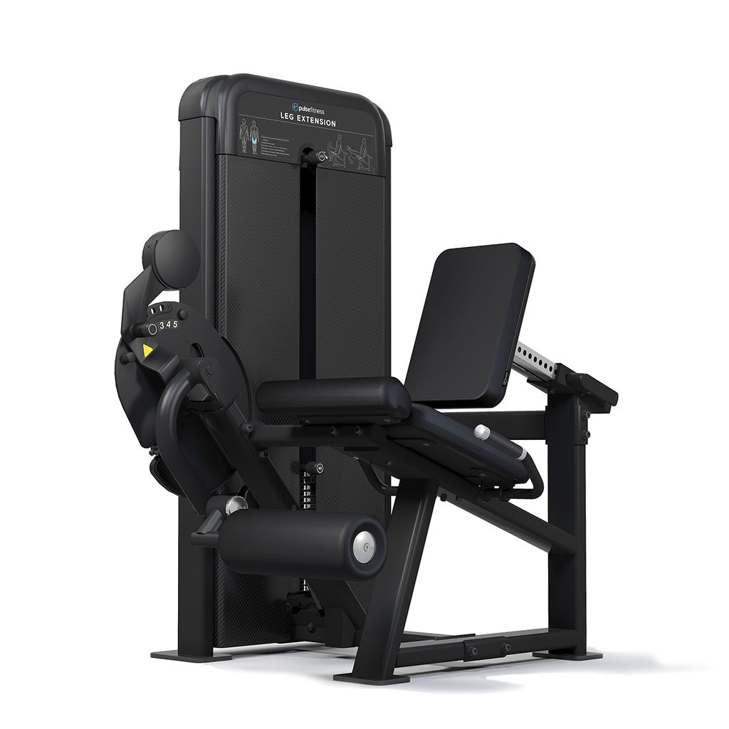 [PLS-STR-LGEXT-013] Pulse Classic Leg Extension 1x80kg Weight Stack Tower in Sand Black with Black Upholstery