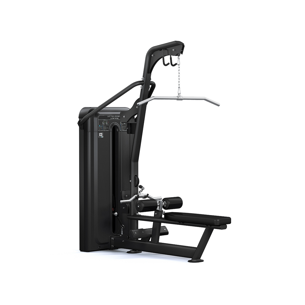[PLS-STR-MACH-235] Pulse Dual Use Lat. Pulldown / Long Pull 1x86kg Weight Stack Tower in Sand Black with Black Upholstery