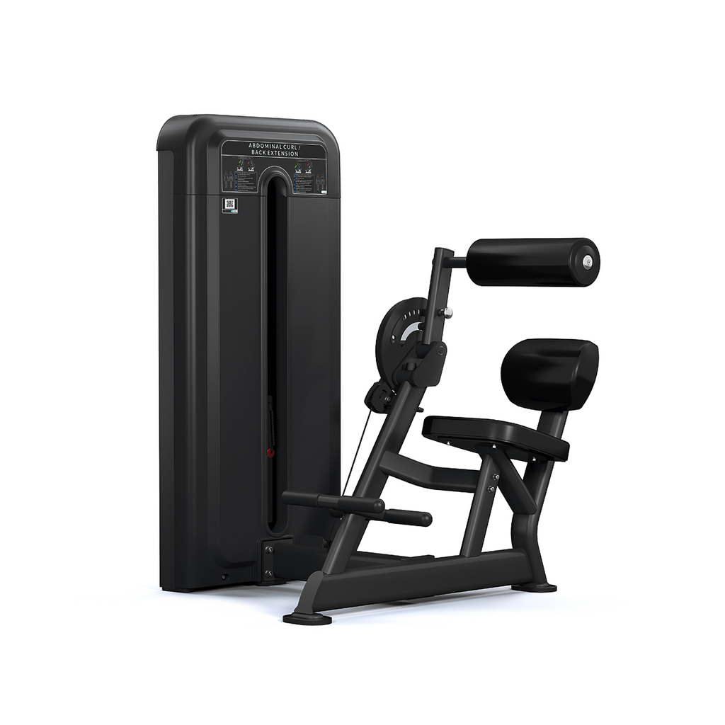 [PLS-STR-MACH-242] Pulse Dual Use Abdominal / Lower Back Extension 1x136kg Weight Stack Tower in Sand Black with Black Upholstery
