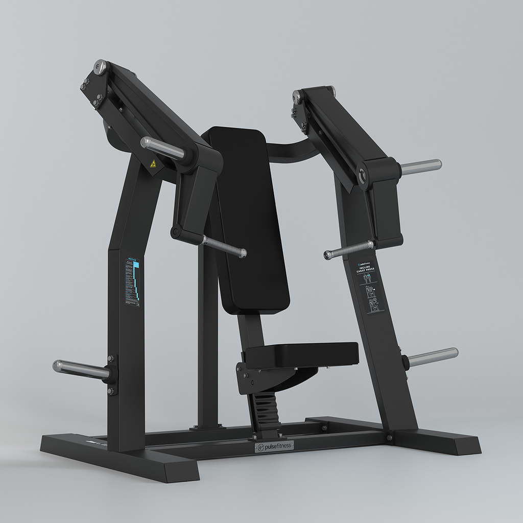 [PLS-STR-PLATE-009] Pulse Club Line Incline Chest Press (Independent Arm) 200kg Total Plate Capacity in Sand Black with Black Upholstery