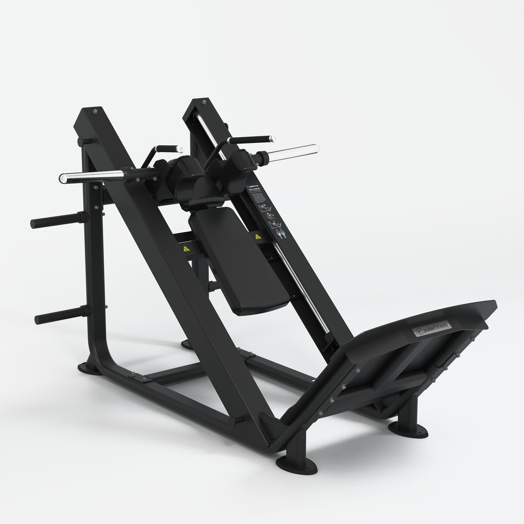 [PLS-STR-PLATE-021] Pulse Club Line Hack Squat 200kg Total Plate Capacity in Sand Black with Black Upholstery