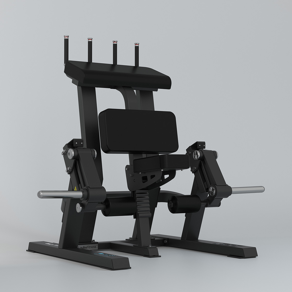 [PLS-STR-PLATE-027] Pulse Club Line Standing Leg Curl (Independent Leg) 200kg Total Plate Capacity in Sand Black with Black Upholstery