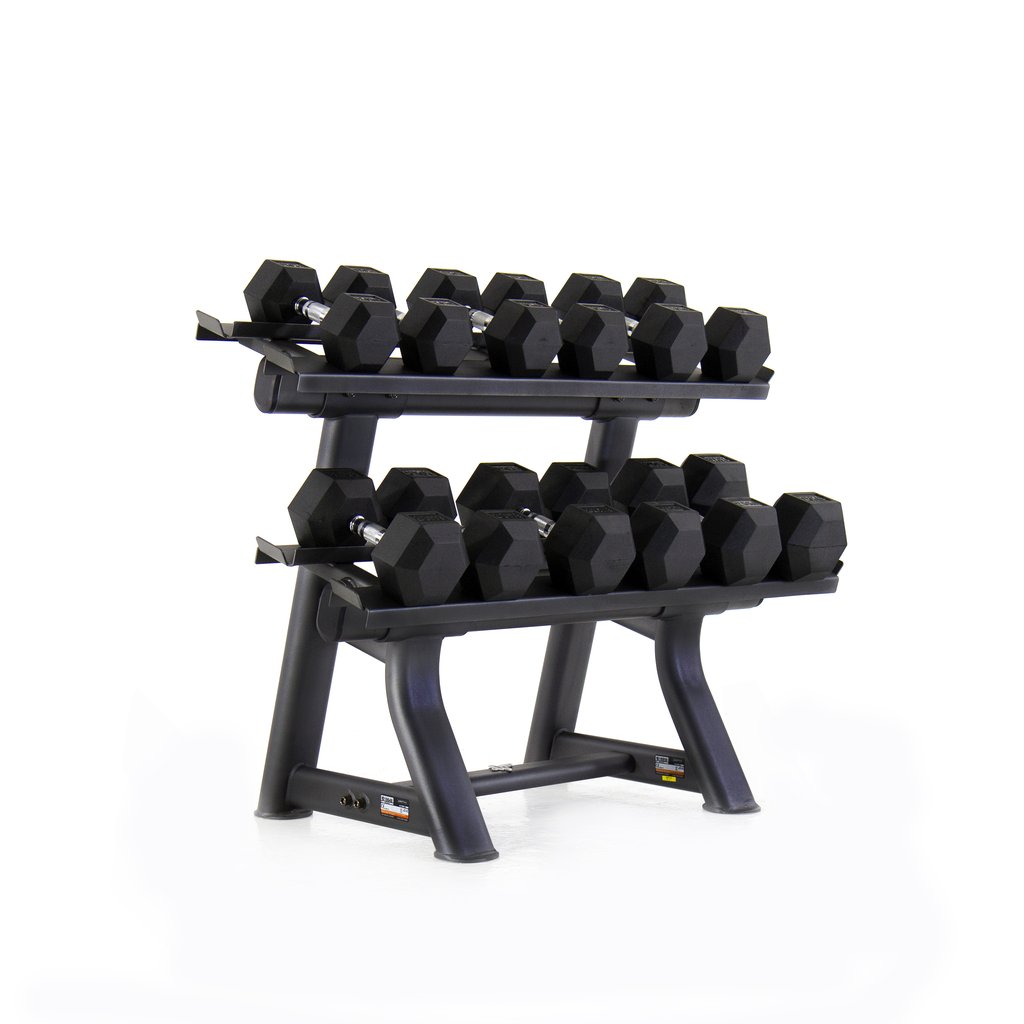 [PLS-STR-DUMBL-014] Pulse Club Line Rubber Covered Hex. Dumbbell Set 2.5kg-25kg in 2.5kg incrementst with Ergo Handgrips (in Pairs) on a Double-Ti