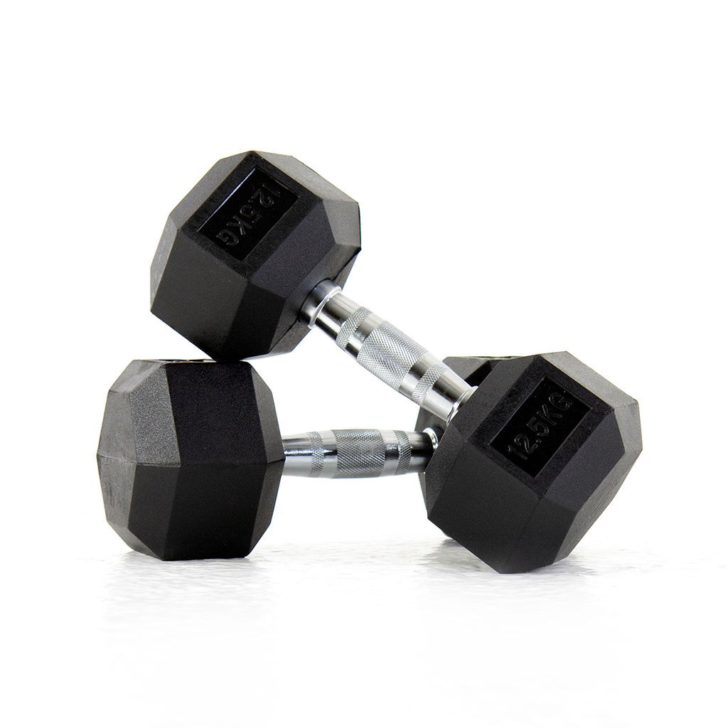 [PLS-STR-DUMBL-028] Pulse 12.5Kg Club Line Rubber Covered Hex. Dumbbells with Ergo Handgrips (in a Pair)
