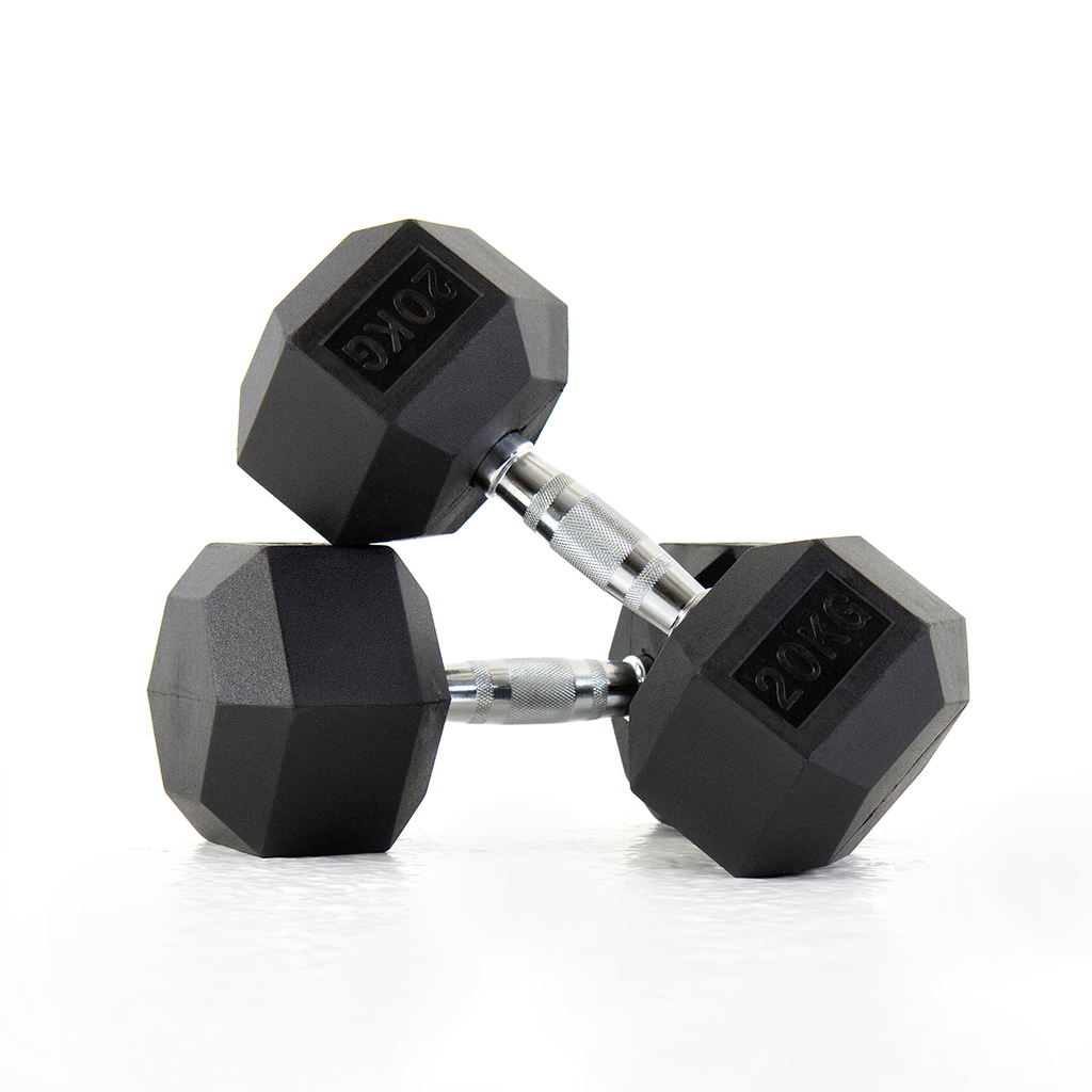 [PLS-STR-DUMBL-031] Pulse 20Kg Club Line Rubber Covered Hex. Dumbbells with Ergo Handgrips (in a Pair)