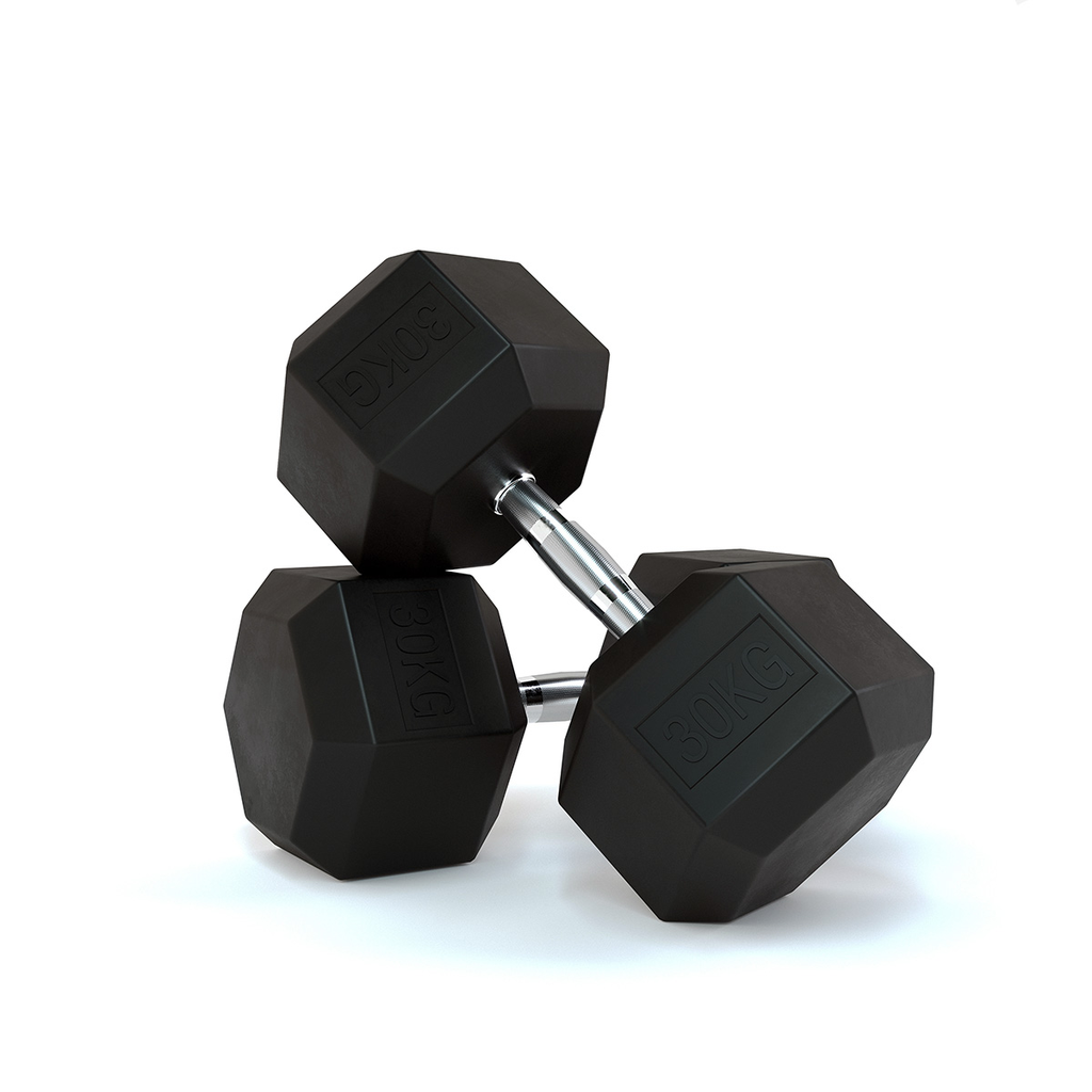 [PLS-STR-DUMBL-035] Pulse 30Kg Club Line Rubber Covered Hex. Dumbbells with Ergo Handgrips (in a Pair)
