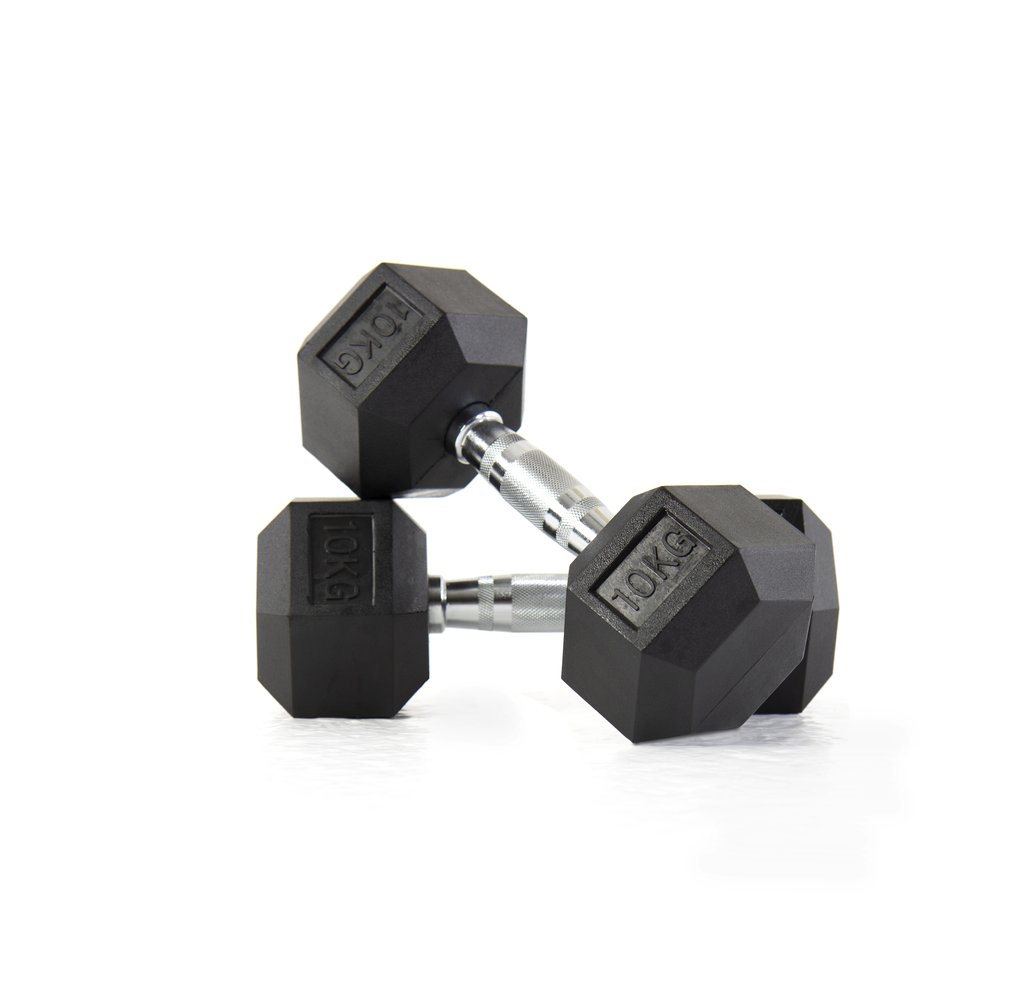 [PLS-STR-DUMBL-042] Pulse 47.5Kg Club Line Rubber Covered Hex. Dumbbells with Ergo Handgrips (in a Pair)