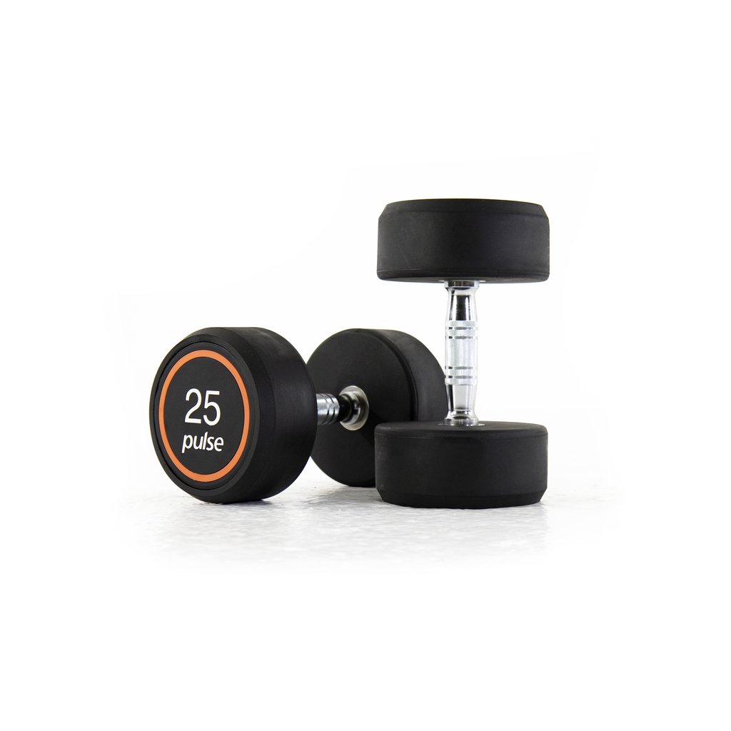 [PLS-STR-DUMBL-058] Pulse 25Kg Club Line Rubber Covered Dumbbells with Conical Handgrips (in a Pair)