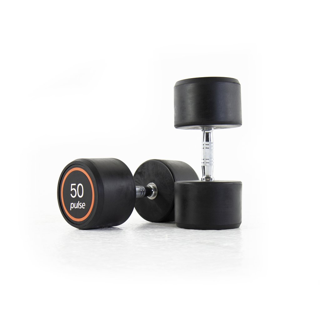 [PLS-STR-DUMBL-068] Pulse 50Kg Club Line Rubber Covered Dumbbells with Conical Handgrips (in a Pair)