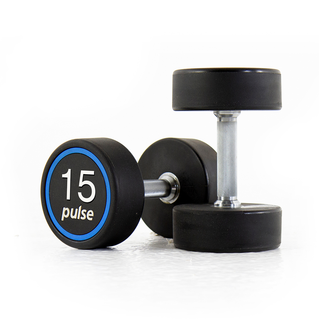 [PLS-STR-DUMBL-082] Pulse 15Kg Premium Polyurethane Covered Dumbbells with Conical Handgrips (in a Pair)