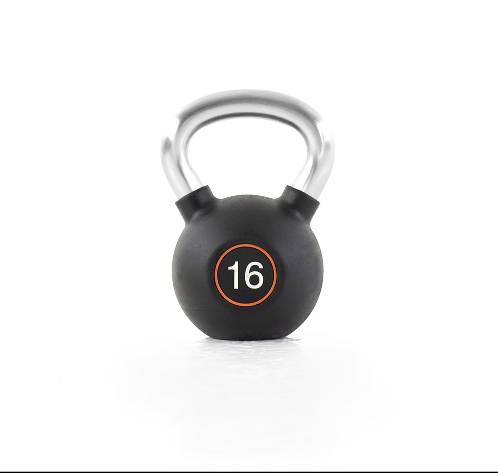 [PLS-STR-KETTL-008] Pulse 16kg (Black) Club Line Rubber Covered Kettlebell with Chrome Handgrip