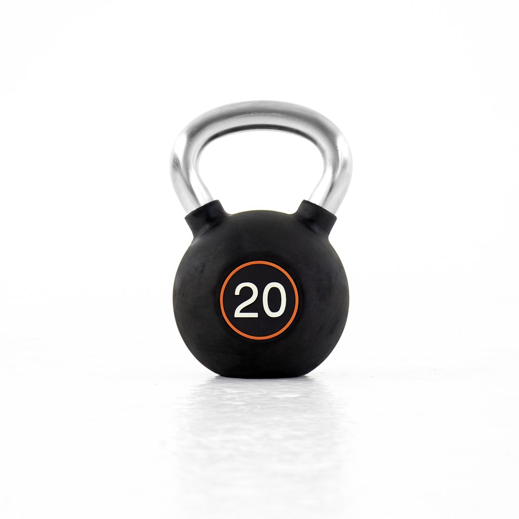 [PLS-STR-KETTL-009] Pulse 20kg (Black) Club Line Rubber Covered Kettlebell with Chrome Handgrip