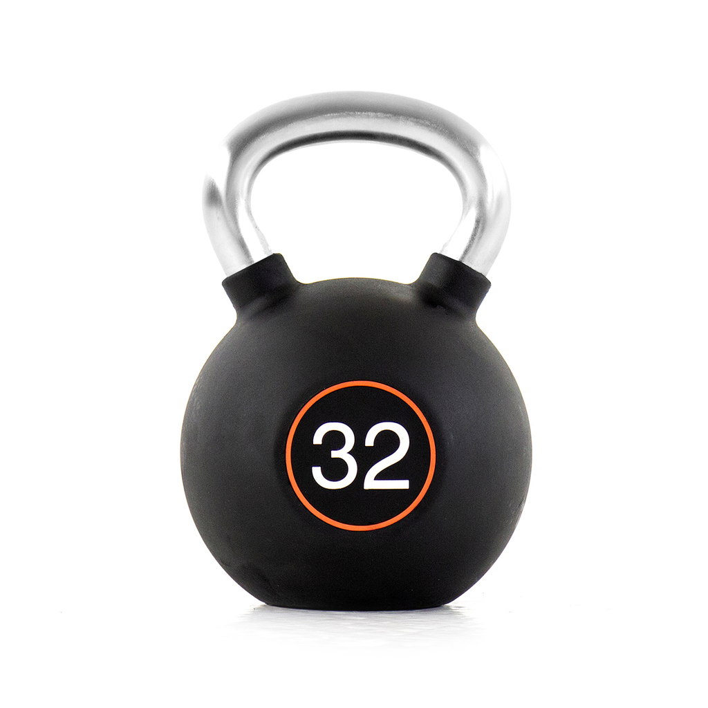 [PLS-STR-KETTL-012] Pulse 32kg (Black) Club Line Rubber Covered Kettlebell with Chrome Handgrip